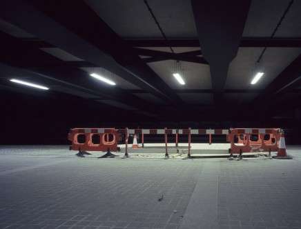 Cones and barriers under bridge, W2 - b