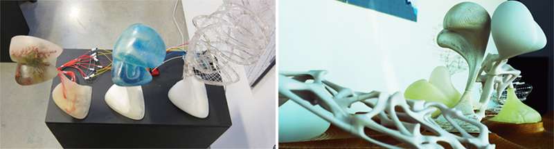 Francisco MOURE & Pablo OSORIO, Floating Garden. Resin & acrylic models of aeroponic vessels.