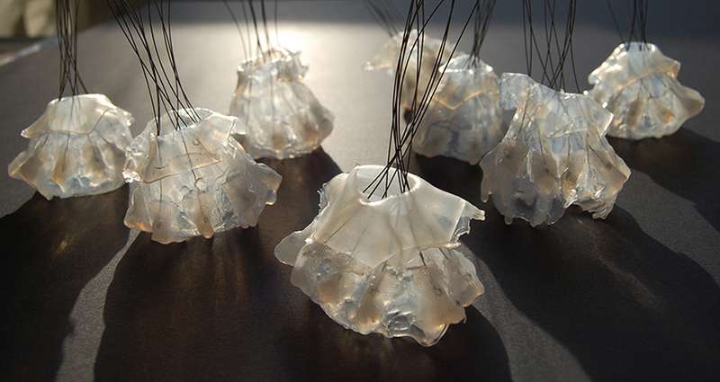 LESEC & MARTIN, Transient Threshold. Silicone & wire detail model of condensation-capturing surfaces