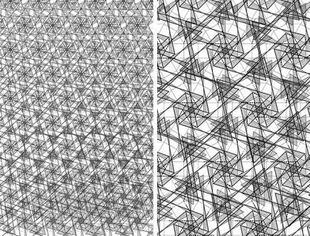 Figs. 4a–4b: Pattern transformations (design studio project), Laurel Clark, RPI, 2012.
