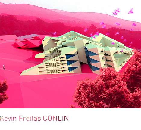 Kevin Freitas CONLIN, "VUG Museum and Artist Residency." Exterior rendering. Kevin Freitas CONLIN, "VUG Museum and Artist Residency." Exterior rendering.