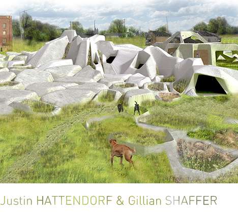 Justin HATTENDORF & Gillian SHAFFER, "The City and its Double." Rendering, urban prairie. Justin HATTENDORF & Gillian SHAFFER, "The City and its Double." Rendering, urban prairie.