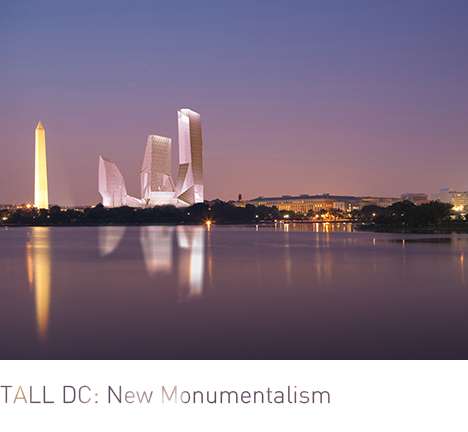 TALL DC: New Monumentalism, "Tiber." Nighttime context, rendering. TALL DC: New Monumentalism, "Tiber." Nighttime context, rendering.