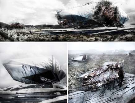 Daniel CAVEN, "Anamorphic Carcases." Renderings.
