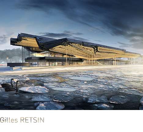 Gilles RETSIN, "Guggenheim Helsinki." Exterior perspective, rendering. Gilles RETSIN, "Guggenheim Helsinki." Exterior perspective, rendering.