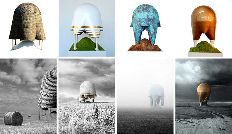 Clark THENHAUS / Endemic, "A Project Four Domes Nowhere in the Middle." Models.