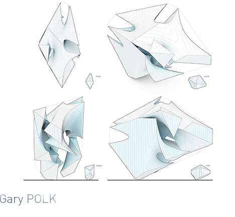 Gary POLK, "Torque Carving." Polyhedron envelope, diagram. Gary POLK, "Torque Carving." Polyhedron envelope, diagram.