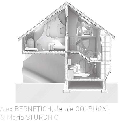 Alex BERNETICH, Jamie COLBURN, & Maria STURCHIO, "WALLFLOWERS." Smoke Detector House, plan; section. Alex BERNETICH, Jamie COLBURN, & Maria STURCHIO, "WALLFLOWERS." Smoke Detector House, plan; section.